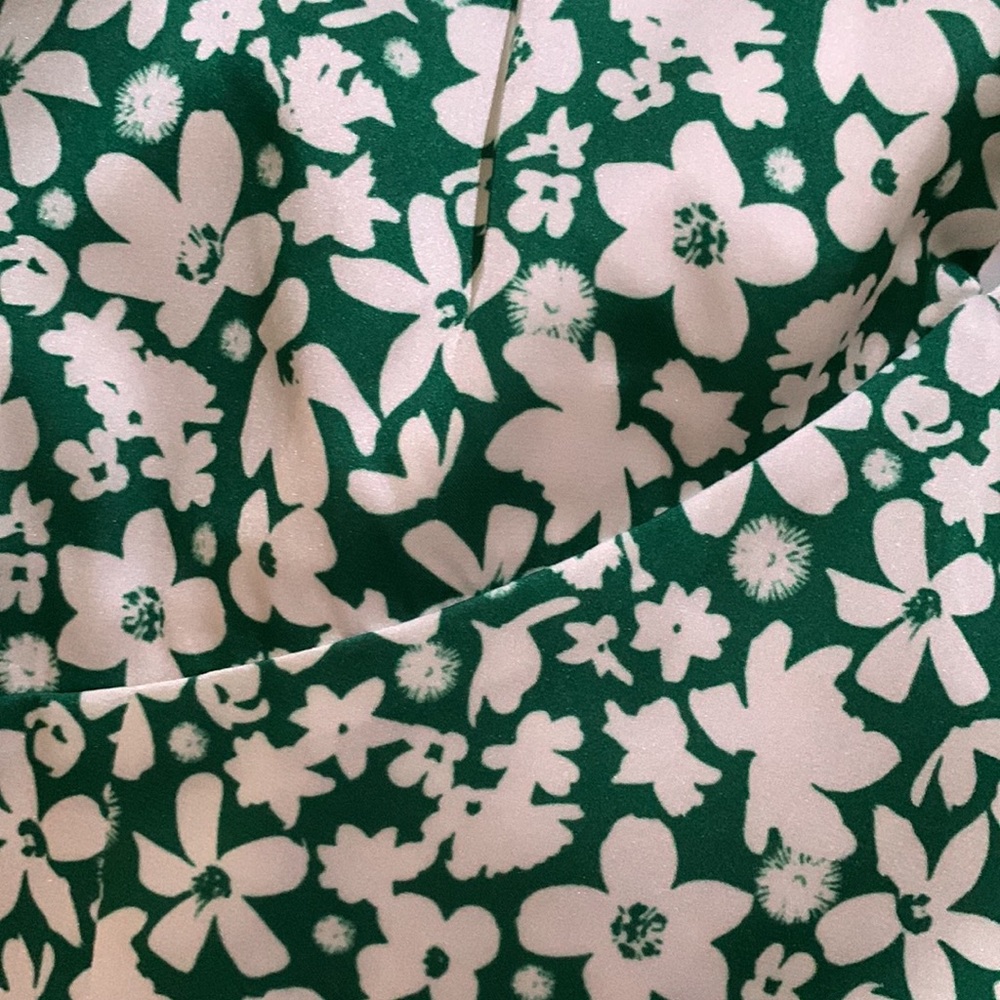 Alexia Admor Green & White Floral Puff Sleeve Slit Front Maxi Dress Size 4 - Picture 8 of 13